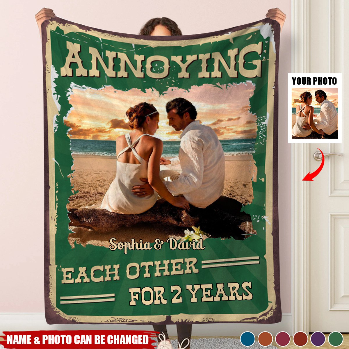 Custom Photo Annoying Each Other - Personalized Blanket for Family Members