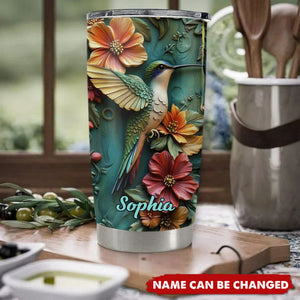 Beautiful Hummingbird And Flowers – Personalized Hummingbird Tumbler