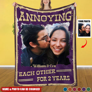 Custom Photo Annoying Each Other - Personalized Blanket for Family Members