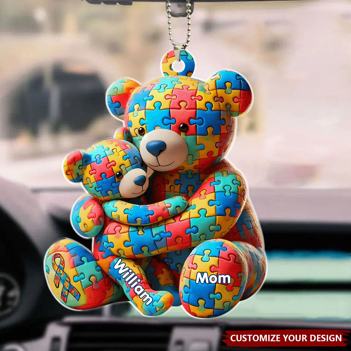 Bear Mother and Kid - Personalized Acrylic Ornament, Gifts For Autism