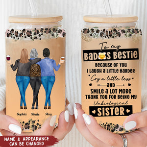 Because Of You I Laugh A Little Harder - Personalized Clear Glass Cup