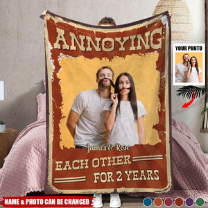 Custom Photo Annoying Each Other - Personalized Blanket for Family Members