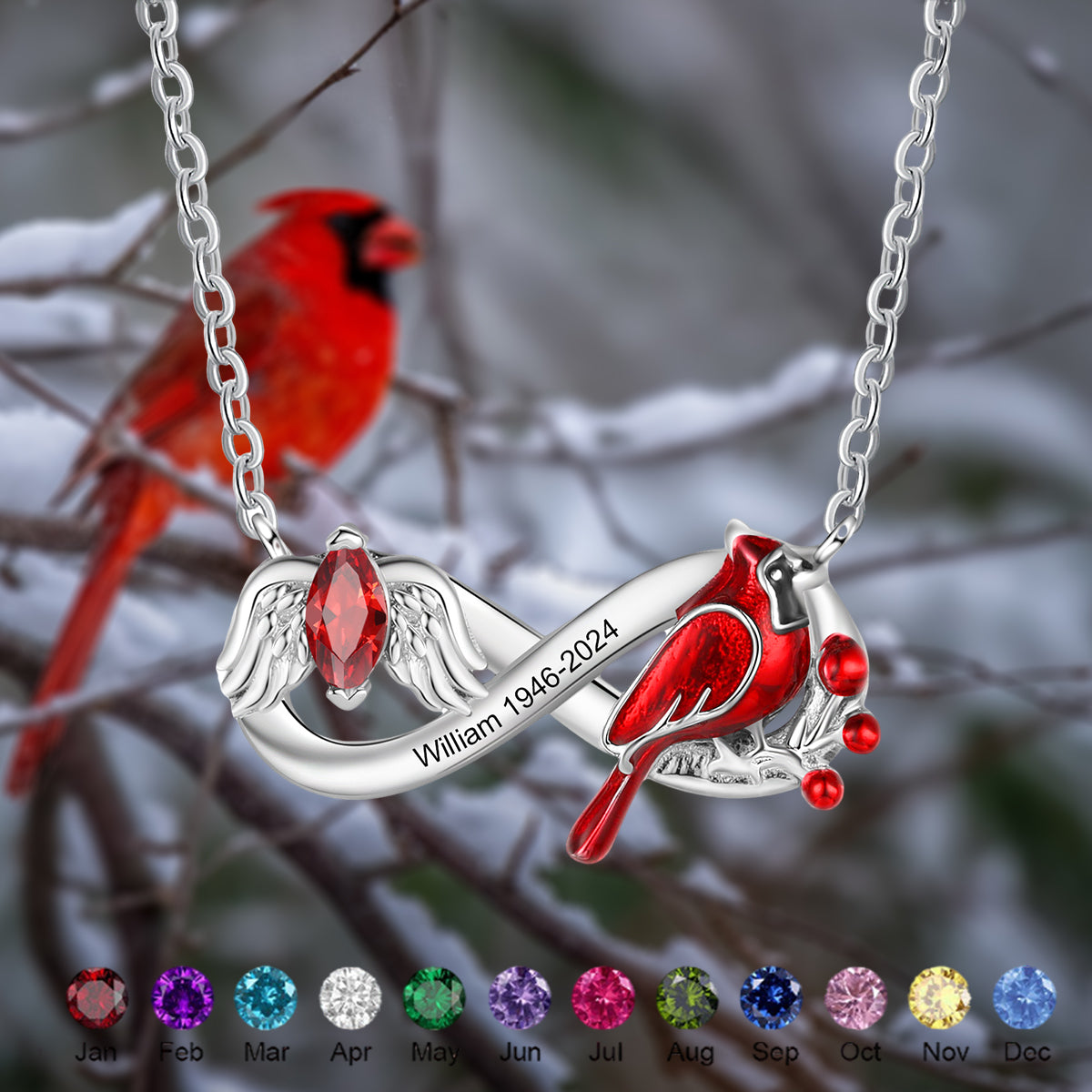 Cardinals Appear When Angels Are Near Memorial Infinite Personalized Necklace