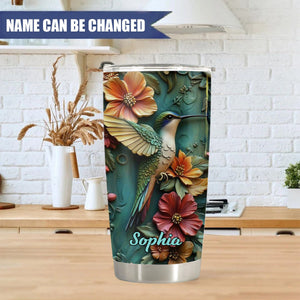 Beautiful Hummingbird And Flowers – Personalized Hummingbird Tumbler