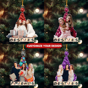 Merry Christmas With Besties Custom Photo Ornament, Gifts For Friends