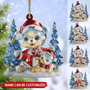 Bear Best Christmas Ever Personalized Sparkling Crystal Pattern Ornament