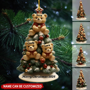 Little Bears On Christmas Tree Personalized Ornament