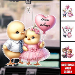 Lovely Animals Couple - Personalized Acrylic Car Ornament