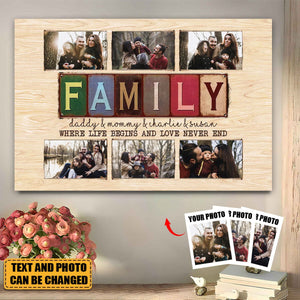 Family Where Love Never Ends Personalized Canvas