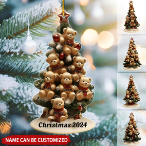 Little Bears On Christmas Tree Personalized Ornament