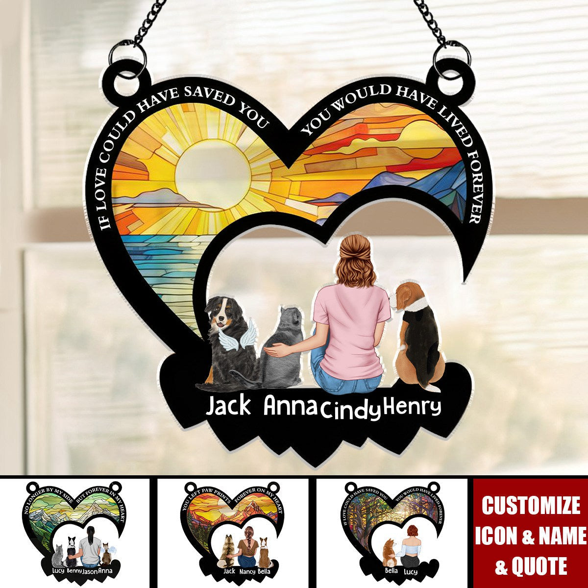 You Left Paw Prints On My Heart - Personalized Window Hanging Suncatcher Ornament