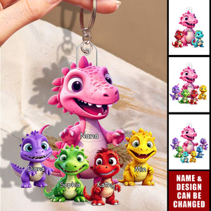 Personalized Dinosaur Family Acrylic Keychain