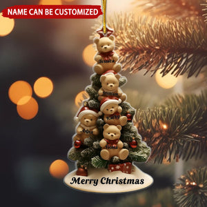 Little Bears On Christmas Tree Personalized Ornament