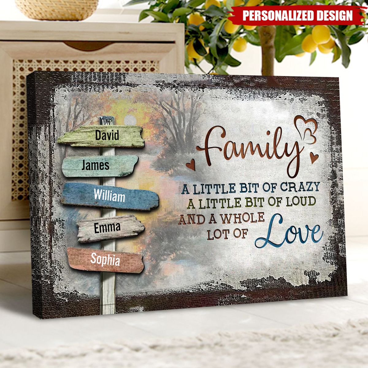 Personalized Family Crazy Loud Love Vintage Sunset Poster