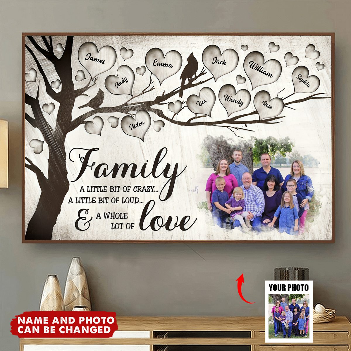 Family A Little Bit Of Crazy - Personalized Canvas - Gift For Family