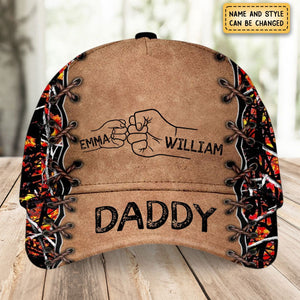 Grandpa Papa Daddy Fist Bump Father's Day Family Personalized Cap