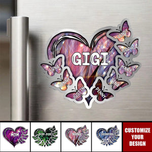 Sparkling Grandma - Mom Heart Butterfly Kids, Multi Colors Personalized Decal