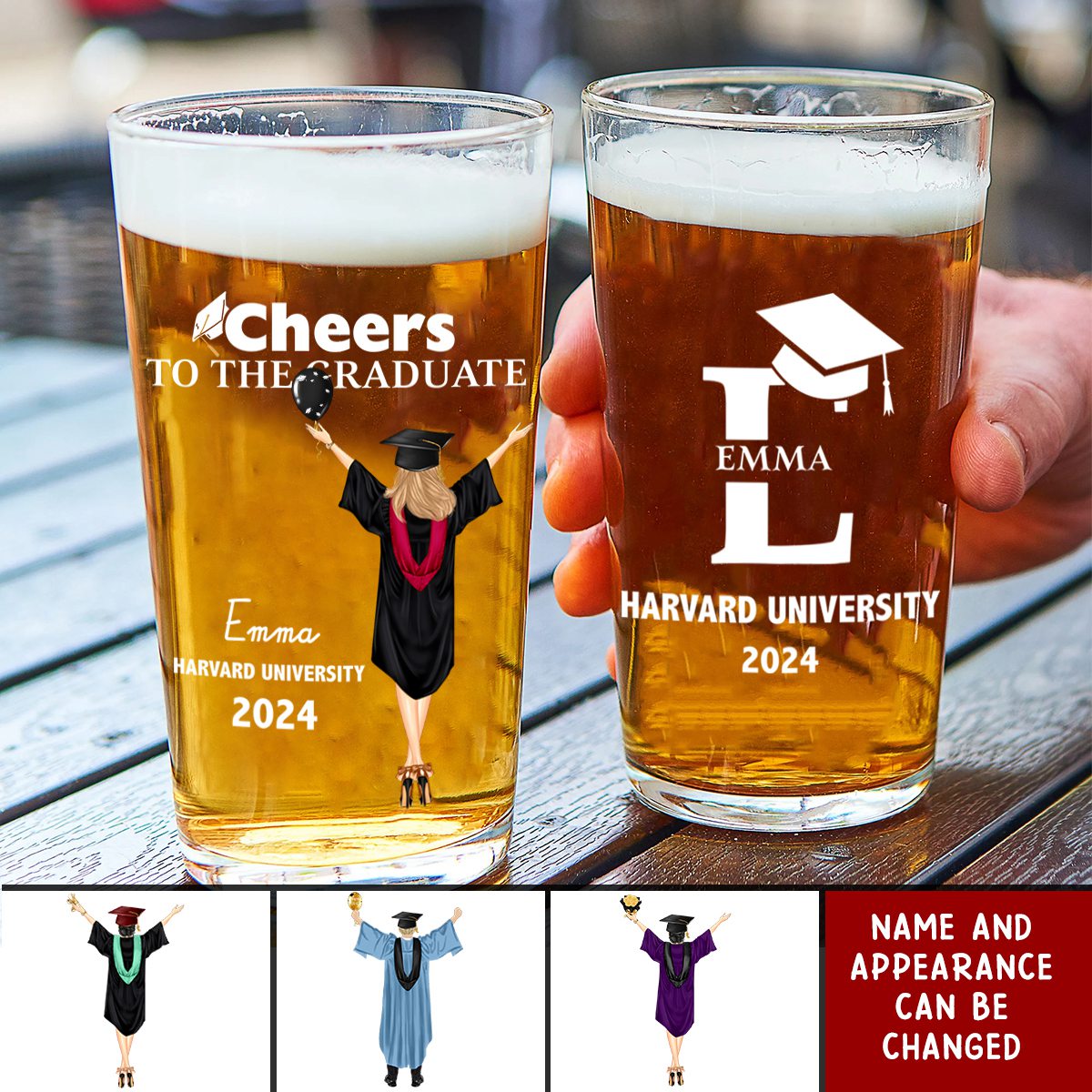 Pairs Well With Graduating - Personalized Beer Glass