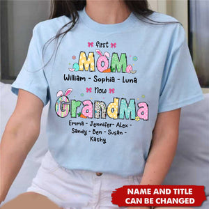 Personalized First Mom Now Grandma Easter Day Easter Peeps T-Shirt