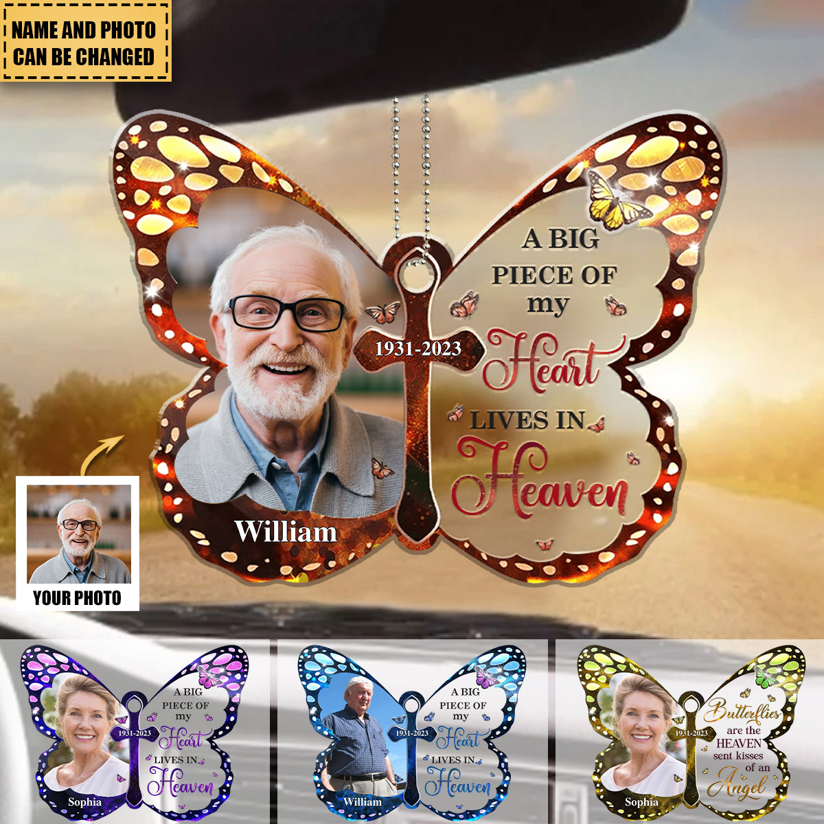 I Am Always With You Butterfly Shape Upload Photo Personalized Car Ornament