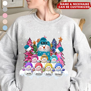 Grandma Snowman & Kid Christmas Tree Personalized Sweatshirt