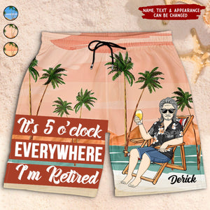 Retired See You At The Beach - Personalized Unisex Beach Shorts