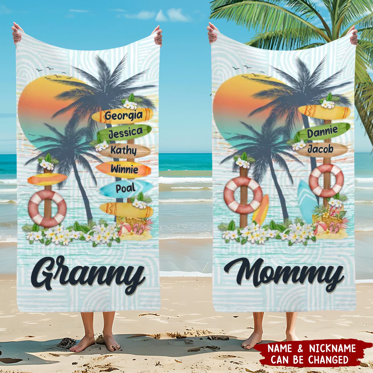 Grandma's Love Knows No Bounds - Personalized Beach Towel