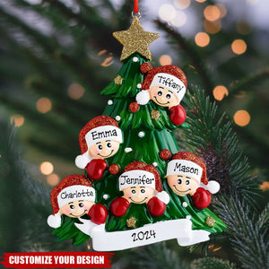 Family Christmas Tree Personalized Handwritten Resin Christmas Ornament