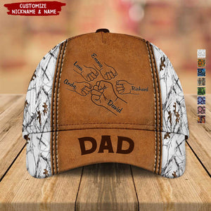 Grandpa Papa Daddy Fist Bump Fathers Day Family Personalized Cap