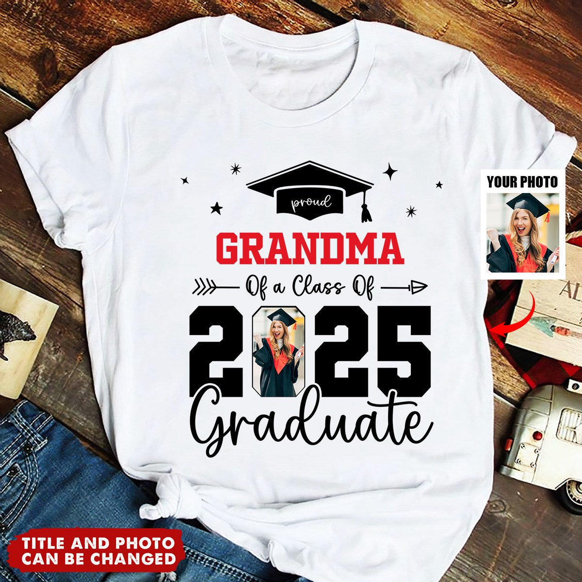 Proud Family Of 2025 Senior Graduation Photo Personalized Shirt