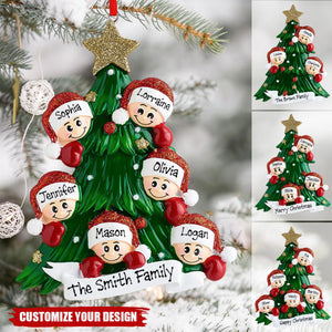 Family Christmas Tree Personalized Handwritten Resin Christmas Ornament