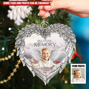 Memorial Upload Photo Wings, In Loving Memory In Heaven Personalized Christmas Ornament