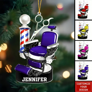 Custom Barber Chair Ornament, Personalized Ornament