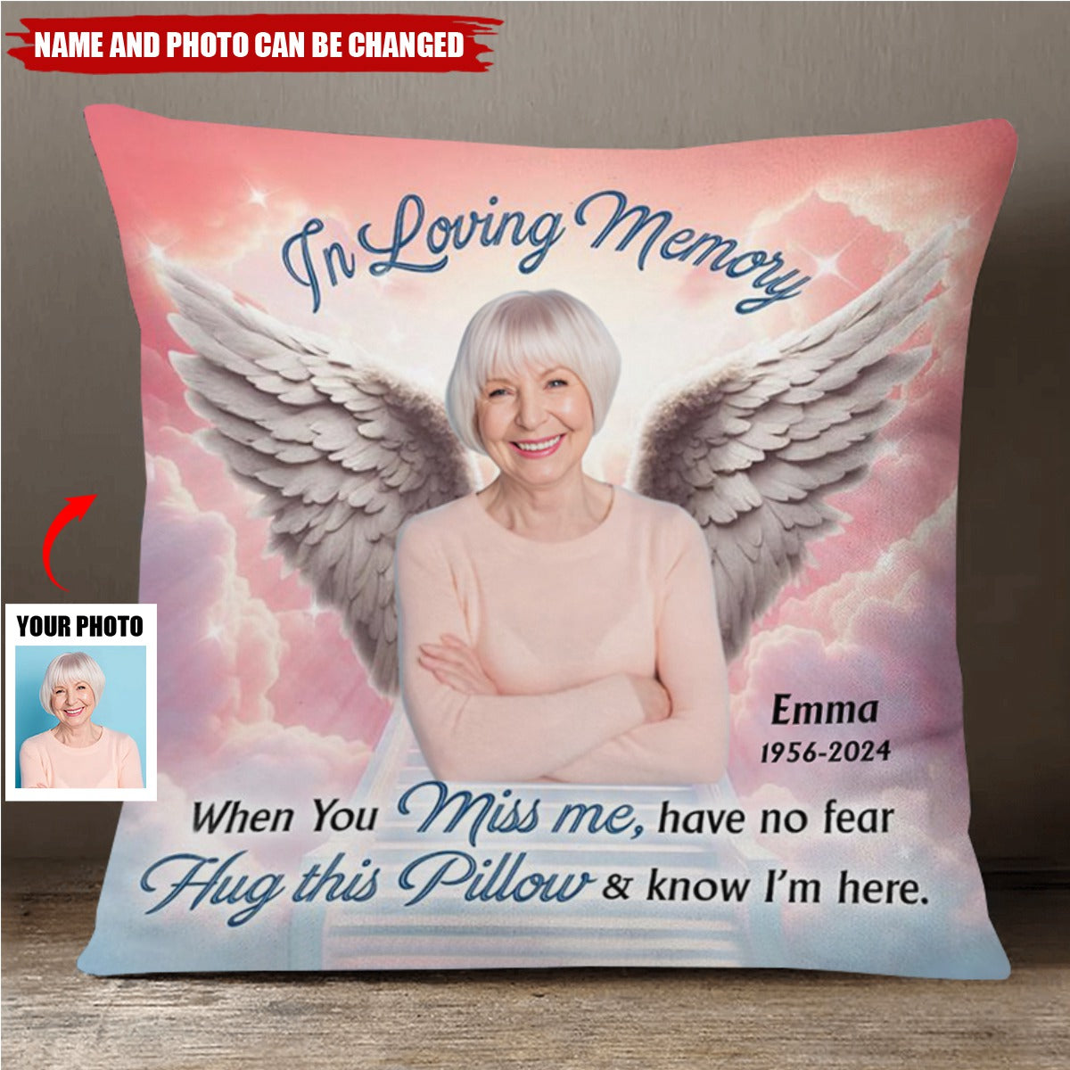 Personalized Memorial Hug This Pillow & Know I'm Here