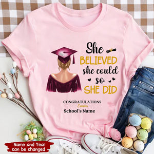 Gift For Daughter She Did It Graduation Shirt