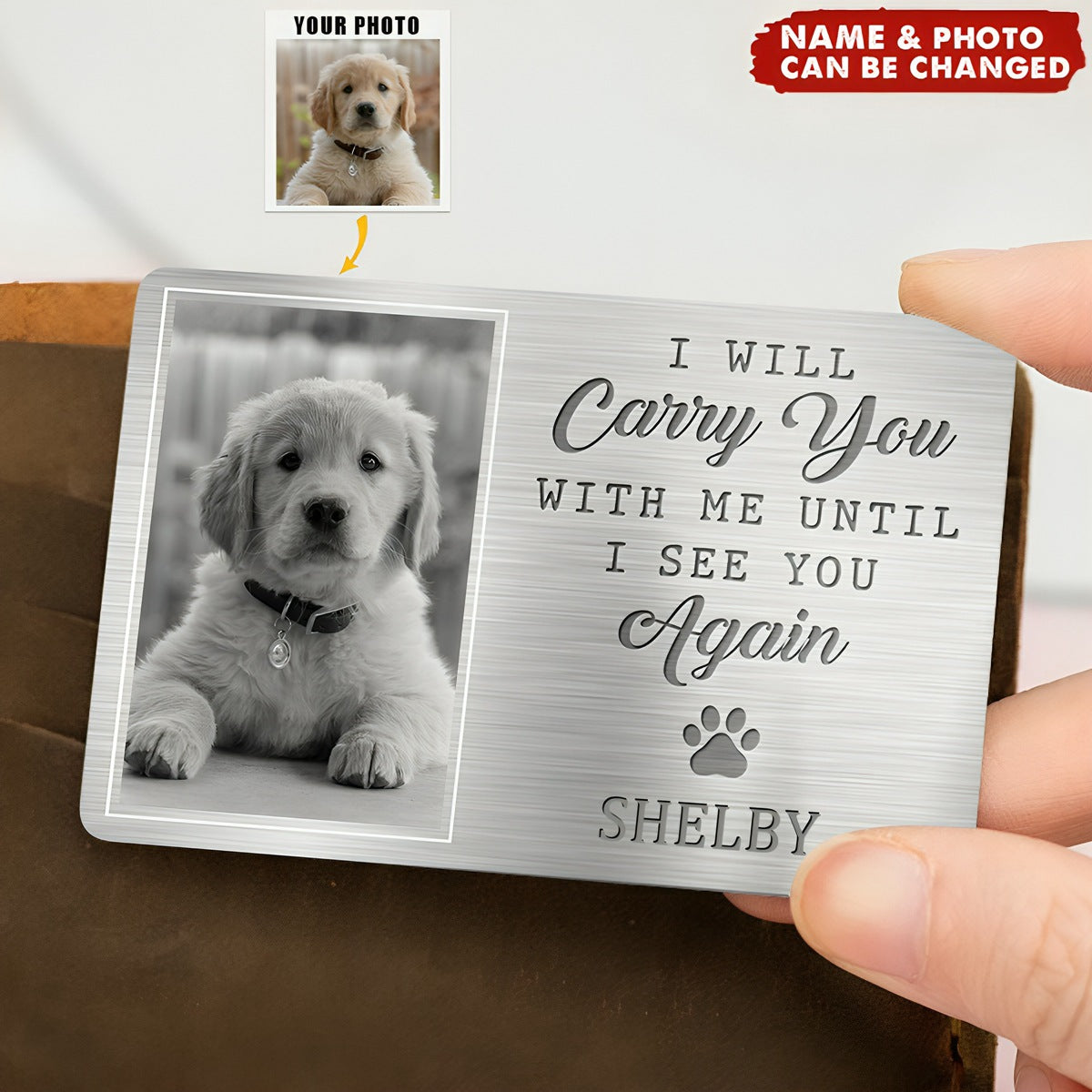 Custom Photo My Pawprints May No Longer Be In Your House - Memorial Personalized Wallet Card