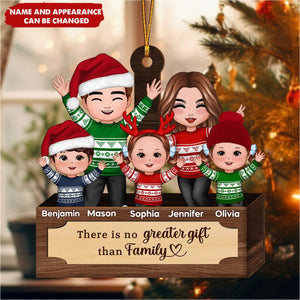 Happy Family In Box At Christmas- Personalized Wooden Ornament