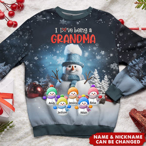 Christmas Cute Snowman Personalized Sweatshirt, Gifts For Grandma