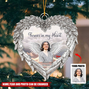 Memorial Upload Photo Wings, In Loving Memory In Heaven Personalized Christmas Ornament