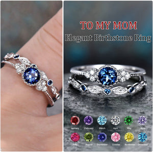 Elegant Stacking Personalized Birthstone Rings, Gift For Grandma Mom