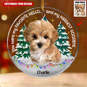 My Favorite Hello & Hardest Goodbye Pet Loss - Personalized Acrylic Photo Ornament