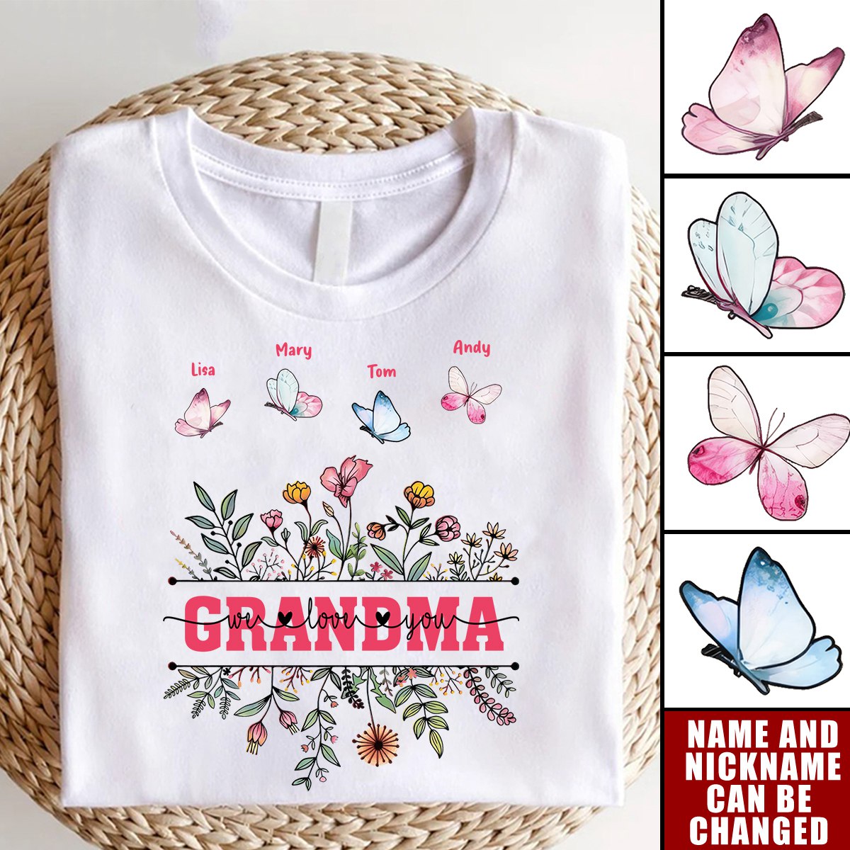 Wildflower Grandma We Love You - Personalized Shirt - Gift For Mom, Grandma