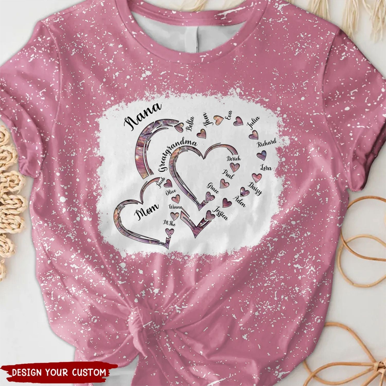 Personalized Mom Grandma Greatgrandma And Kids Heart T-shirt, Gift Idea For Mother Grandma Greatgrandma