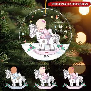 Personalized Gift For Grandson 1st Christmas Acrylic Circle Ornament