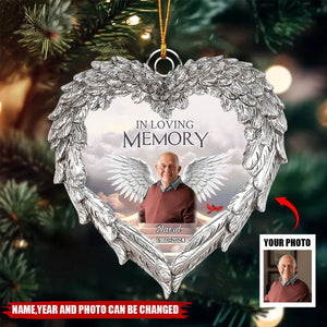 Memorial Upload Photo Wings, In Loving Memory In Heaven Personalized Christmas Ornament