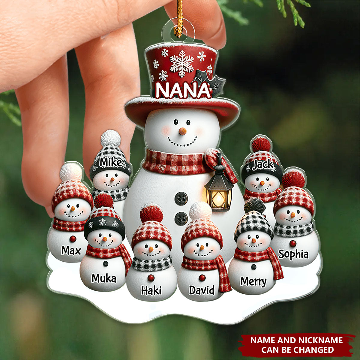 Christmas Snowman Grandma With Grandkids Personalized Acrylic Ornament