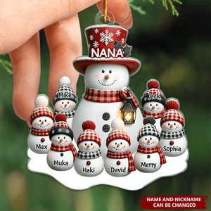 Christmas Snowman Grandma With Grandkids Personalized Acrylic Ornament