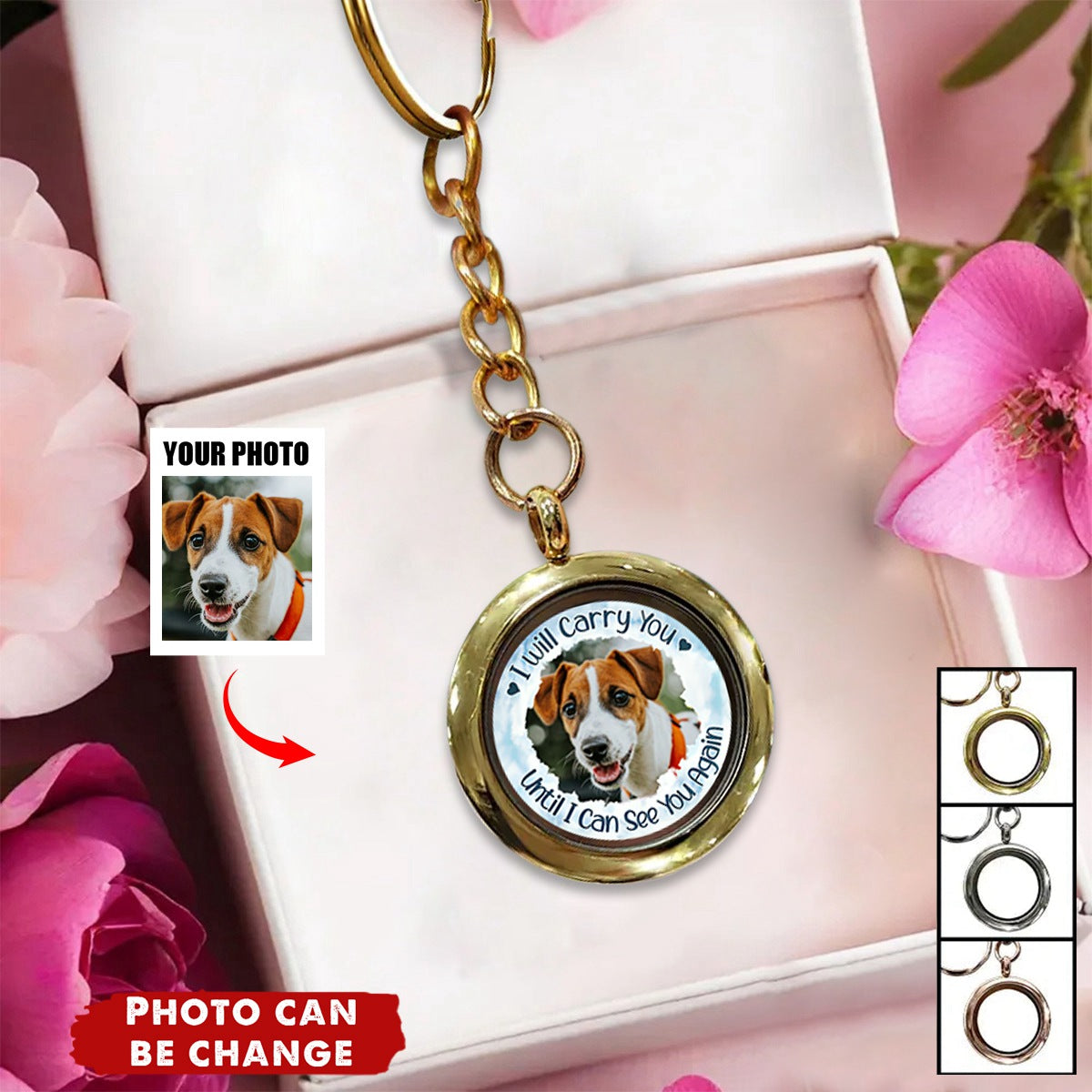 Custom Photo I Will Carry You Pet Memorial - Personalized Keepsake Keychain