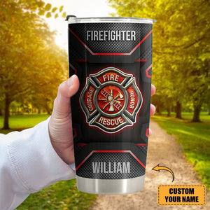 Firefighter Personalized Name Stainless Steel Tumbler