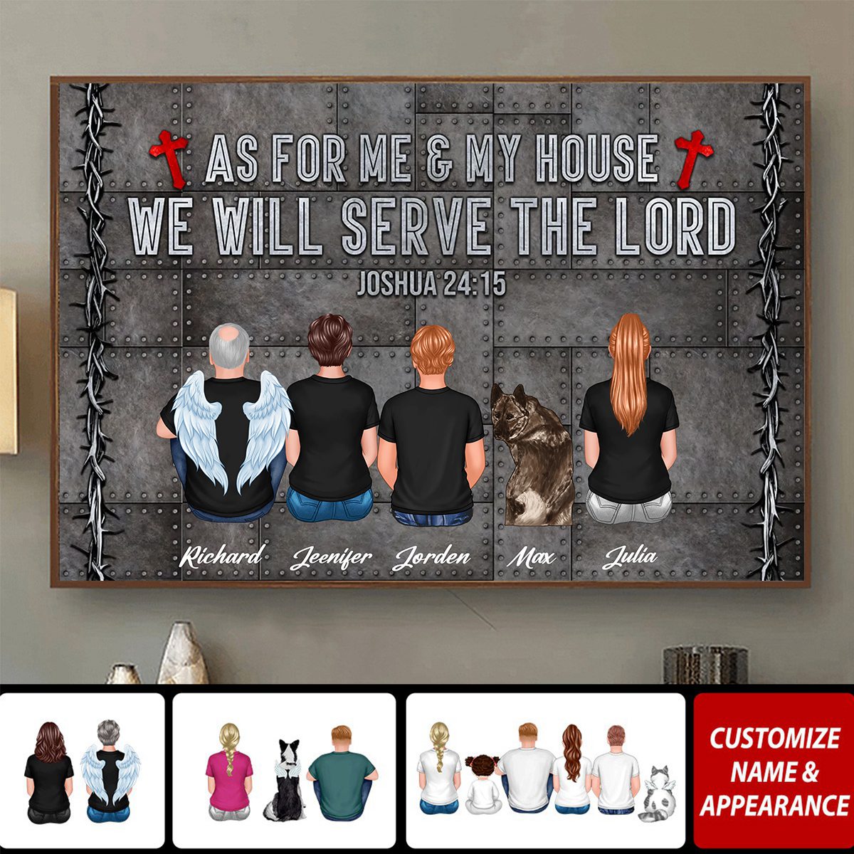 We Will Serve The Lord Gift For Christian Family Personalized Poster